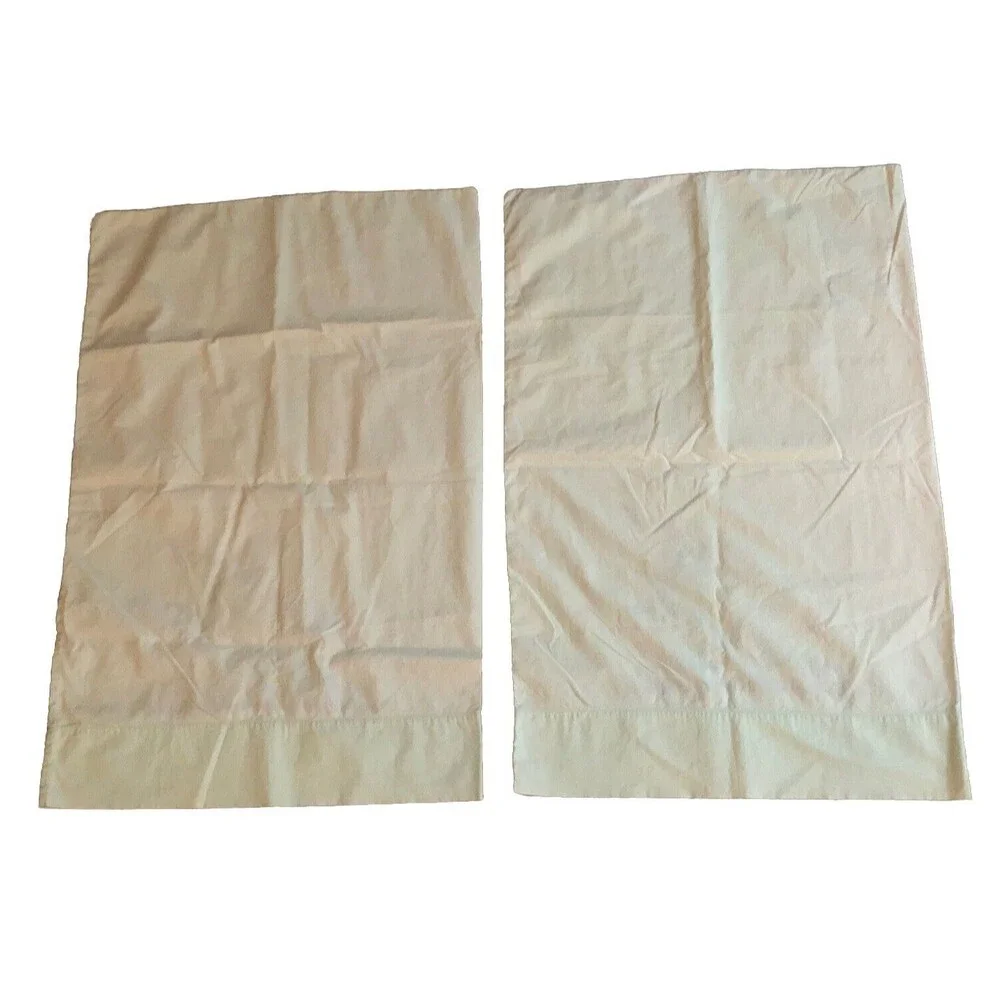 Harmony House Embroidered Tulips Pillow Cases VTG Pair Pale Green Cotton 30x20